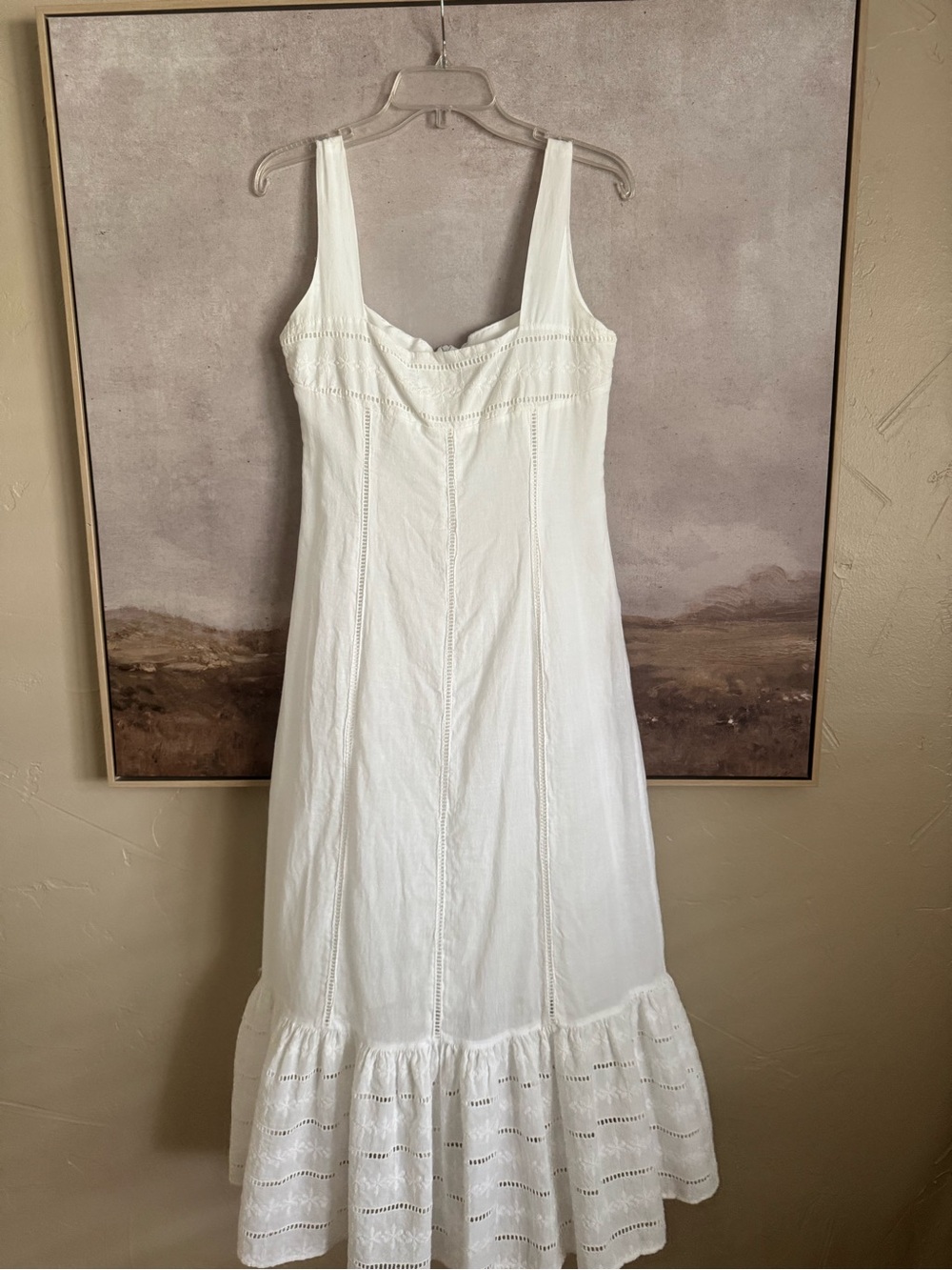 ASOS Daisy Street tiered white midi dress with lace trim, women’s US 8